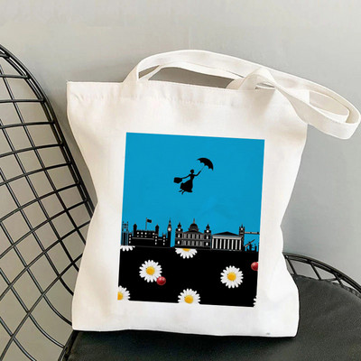 Pircēja Mary Poppins citāts Over Outline Kawaii Bag Harajuku sieviešu iepirkumu soma Audekls Shopper Bag Tote Bag plecu sieviešu soma