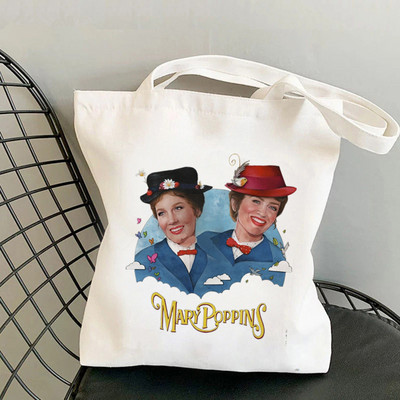 Pircēja Mary Poppins citāts Over Outline Kawaii Bag Harajuku sieviešu iepirkumu soma Audekls Shopper Bag Tote Bag plecu sieviešu soma