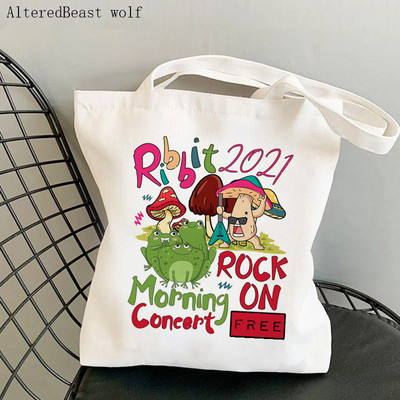 Γυναικείες λάτρεις της τσάντας Shopper Τσάντα βάτραχου Tarot με τυπωμένη τσάντα Kawaii Harajuku Shopping Canvas Shopper Τσάντα για κορίτσι Τσάντα Tote Shoulder Lady Bag