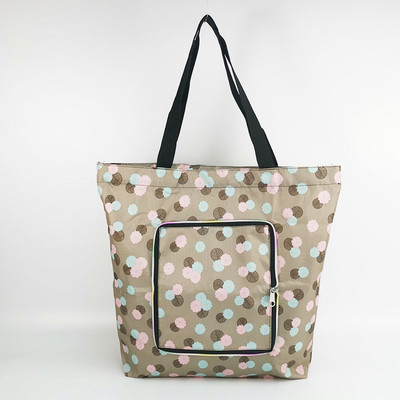 Vastagított vízálló cipzáras bevásárlótáska szupermarket tárolótáska, összecsukható egy válltáska