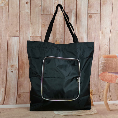 Vastagított vízálló cipzáras bevásárlótáska szupermarket tárolótáska, összecsukható egy válltáska