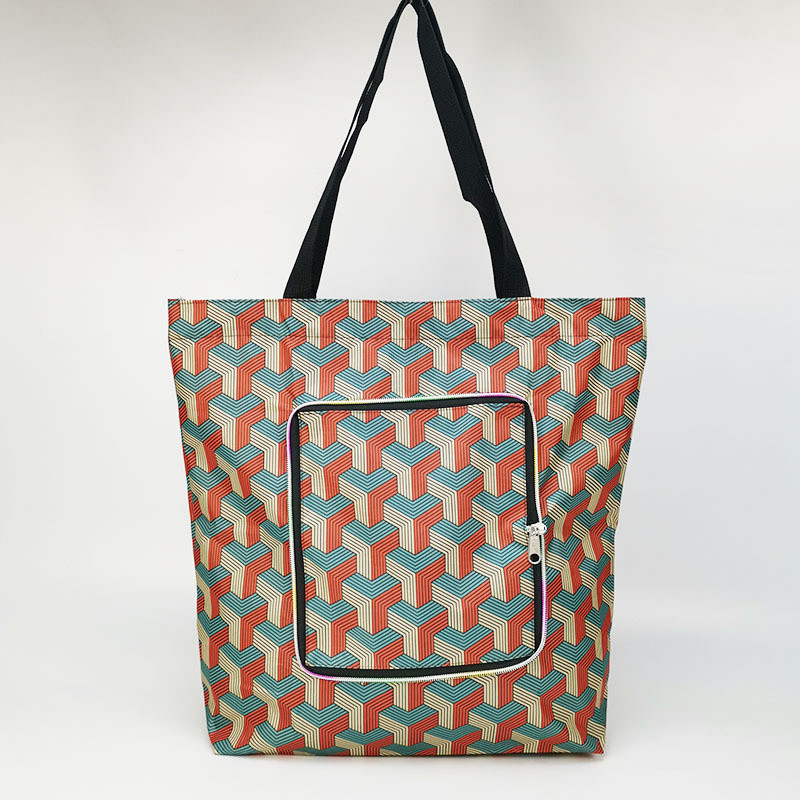 Vastagított vízálló cipzáras bevásárlótáska szupermarket tárolótáska, összecsukható egy válltáska