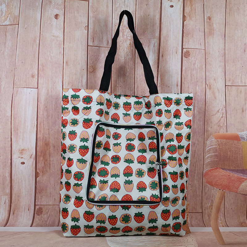 Vastagított vízálló cipzáras bevásárlótáska szupermarket tárolótáska, összecsukható egy válltáska