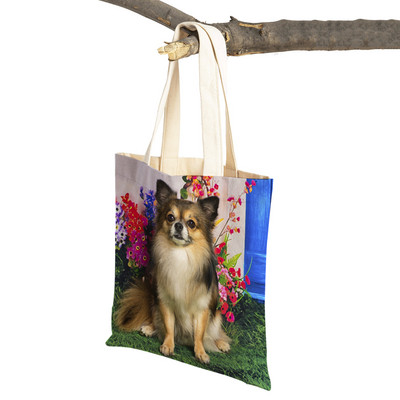 Slatki mali pas, čivava, ležerna torba za kupovinu, ljupki kućni ljubimac, dvostruko otisnuta platnena torbica za višekratnu upotrebu, studentska torbica