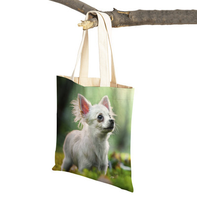 Slatki mali pas, čivava, ležerna torba za kupovinu, ljupki kućni ljubimac, dvostruko otisnuta platnena torbica za višekratnu upotrebu, studentska torbica