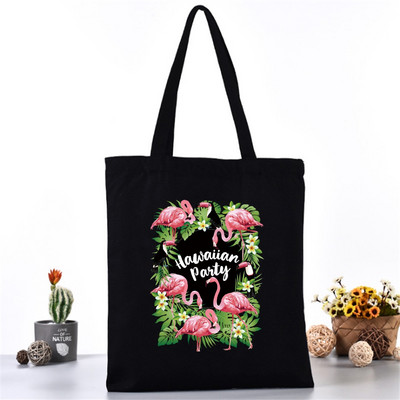 Moteriškas pečių krepšys Drobinis krepšys Harajuku pirkinių krepšiai 2020 m. Nauja mada Laisvalaikio rankinės Bakalėjos krepšelis Merginoms Spausdinimas flamingais