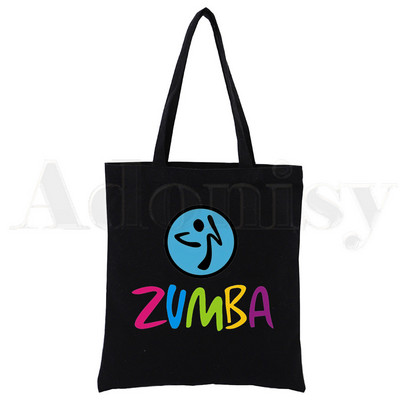 Láska Zumba Dance Hip Hop Harajuk Grafická móda Čierna plátenná potlač Nákupné tašky Dievčenská móda Životný štýl Príležitostné balenie Kabelka