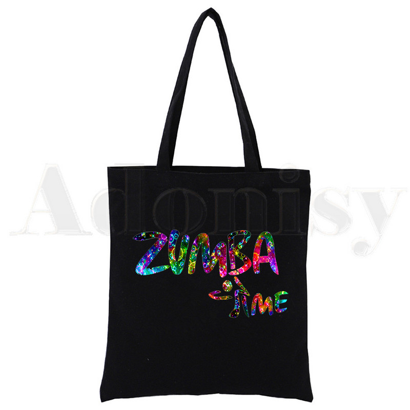 Láska Zumba Dance Hip Hop Harajuk Grafická móda Čierna plátenná potlač Nákupné tašky Dievčenská móda Životný štýl Príležitostné balenie Kabelka