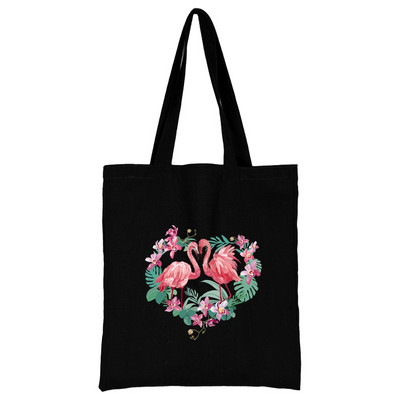 Torba za kupovinu Ženska ručna torba Torba na rame Ženska kupovna platnena torba Višekratna upotreba za putovanje na posao Školska torba velikog kapaciteta Print flamingo