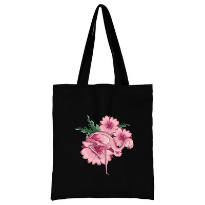 Torba za kupovinu Ženska ručna torba Torba na rame Ženska kupovna platnena torba Višekratna upotreba za putovanje na posao Školska torba velikog kapaciteta Print flamingo