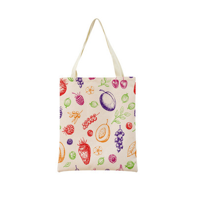Desen animat Fructe Căpșuni Ananas Imprimare față-verso Geantă de cumpărături Eco Market, pliabilă, portabilă, convenabilă