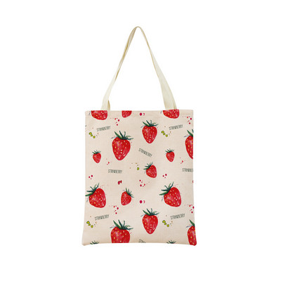 Desen animat Fructe Căpșuni Ananas Imprimare față-verso Geantă de cumpărături Eco Market, pliabilă, portabilă, convenabilă