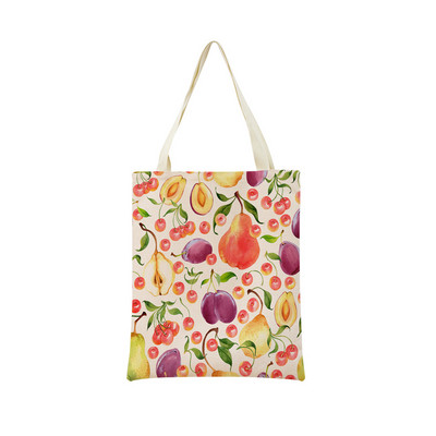 Desen animat Fructe Căpșuni Ananas Imprimare față-verso Geantă de cumpărături Eco Market, pliabilă, portabilă, convenabilă