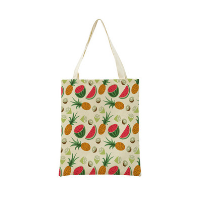 Desen animat Fructe Căpșuni Ananas Imprimare față-verso Geantă de cumpărături Eco Market, pliabilă, portabilă, convenabilă