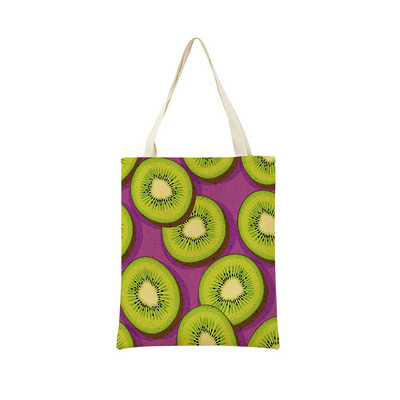 Desen animat Fructe Căpșuni Ananas Imprimare față-verso Geantă de cumpărături Eco Market, pliabilă, portabilă, convenabilă