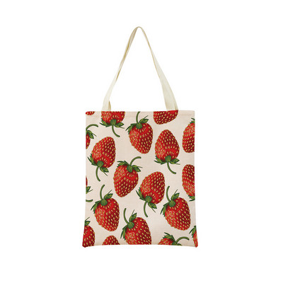 Desen animat Fructe Căpșuni Ananas Imprimare față-verso Geantă de cumpărături Eco Market, pliabilă, portabilă, convenabilă