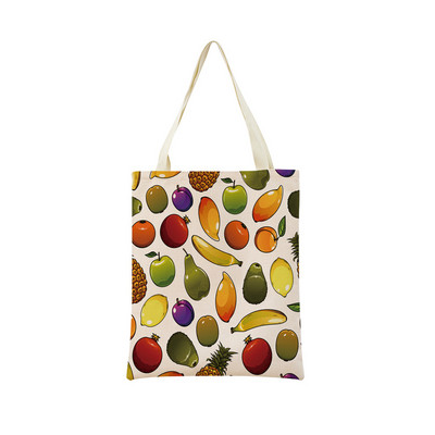 Desen animat Fructe Căpșuni Ananas Imprimare față-verso Geantă de cumpărături Eco Market, pliabilă, portabilă, convenabilă