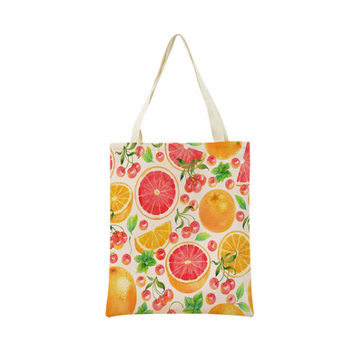 Desen animat Fructe Căpșuni Ananas Imprimare față-verso Geantă de cumpărături Eco Market, pliabilă, portabilă, convenabilă