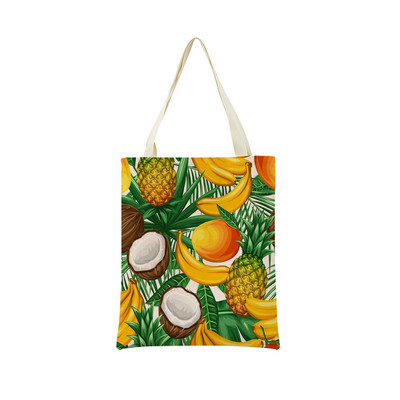 Desen animat Fructe Căpșuni Ananas Imprimare față-verso Geantă de cumpărături Eco Market, pliabilă, portabilă, convenabilă