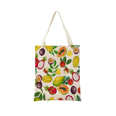 Desen animat Fructe Căpșuni Ananas Imprimare față-verso Geantă de cumpărături Eco Market, pliabilă, portabilă, convenabilă