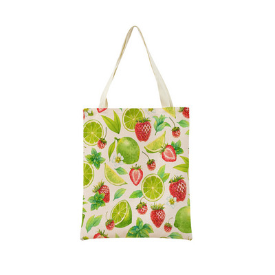 Desen animat Fructe Căpșuni Ananas Imprimare față-verso Geantă de cumpărături Eco Market, pliabilă, portabilă, convenabilă