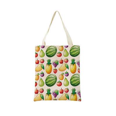 Desen animat Fructe Căpșuni Ananas Imprimare față-verso Geantă de cumpărături Eco Market, pliabilă, portabilă, convenabilă