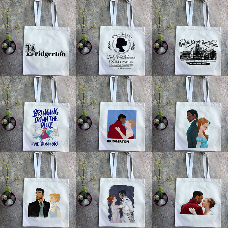 Women Spill The Tea Lady Whistledown's Shirt Bridgerton Graphic TV Series Handbag Shoulder Bags Casual Shopping Γυναικεία τσάντα καμβά