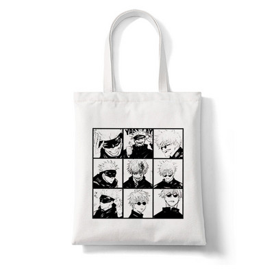 Anime Jujutsu Kaisen Γυναικείες τσάντες Harajuku Y2k Shopping Bag Καμβά Τσάντα Shopper Επαναχρησιμοποιήσιμη Τσάντα Tote Τσάντες Τσάντα ώμου Πτυσσόμενη