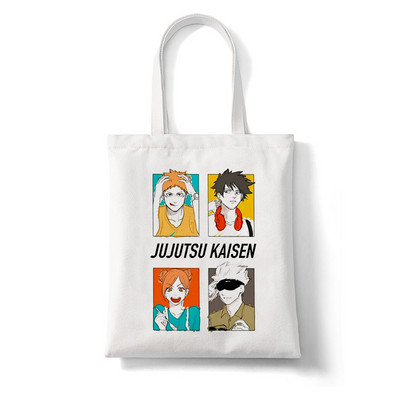 Anime Jujutsu Kaisen Γυναικείες τσάντες Harajuku Y2k Shopping Bag Καμβά Τσάντα Shopper Επαναχρησιμοποιήσιμη Τσάντα Tote Τσάντες Τσάντα ώμου Πτυσσόμενη