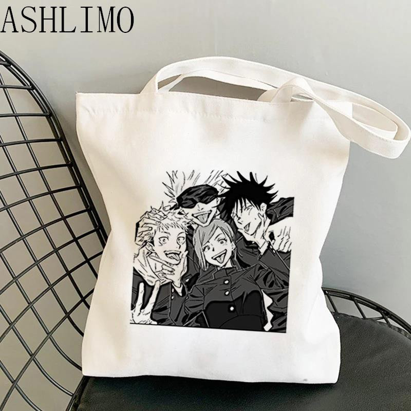 Anime Jujutsu Kaisen Γυναικείες τσάντες Harajuku Y2k Shopping Bag Καμβά Τσάντα Shopper Επαναχρησιμοποιήσιμη Τσάντα Tote Τσάντες Τσάντα ώμου Πτυσσόμενη