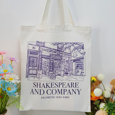 Ženska platnena torba Paris SHAKESPEARE French Daily Shopping Studentska torba za knjige Pamučne putne torbe 34*41cm bijelo bež boje