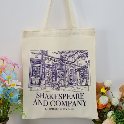 Ženska platnena torba Paris SHAKESPEARE French Daily Shopping Studentska torba za knjige Pamučne putne torbe 34*41cm bijelo bež boje