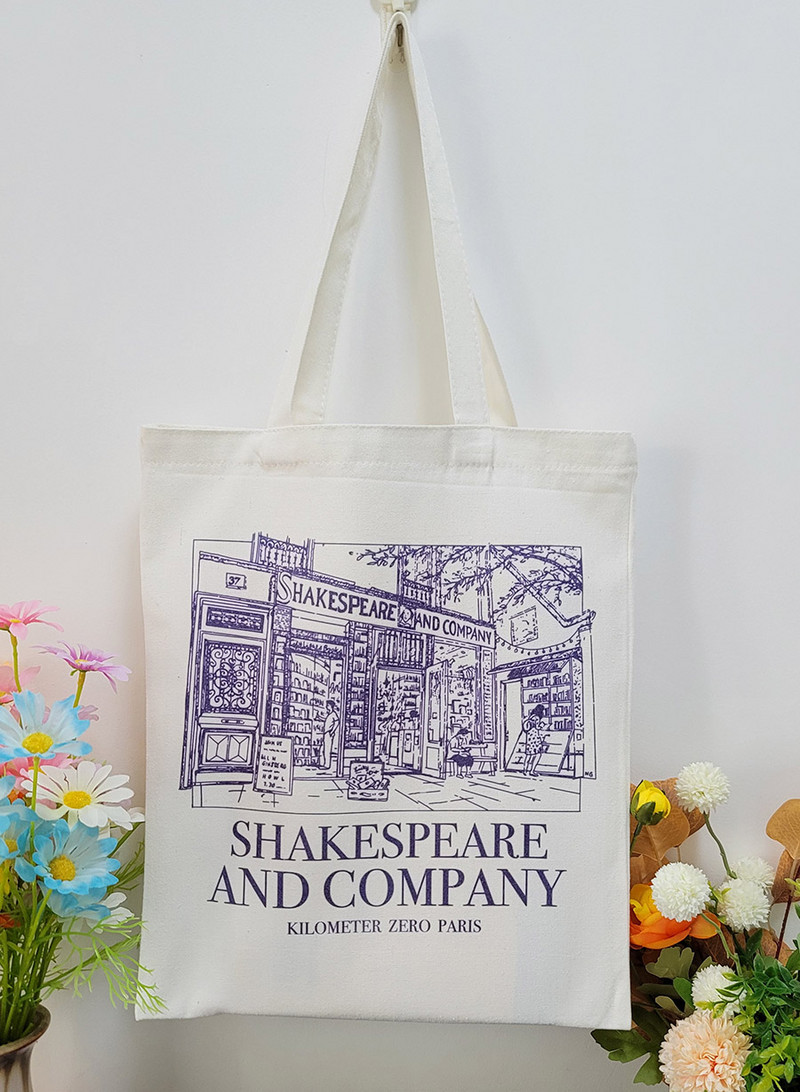 Ženska platnena torba Paris SHAKESPEARE French Daily Shopping Studentska torba za knjige Pamučne putne torbe 34*41cm bijelo bež boje