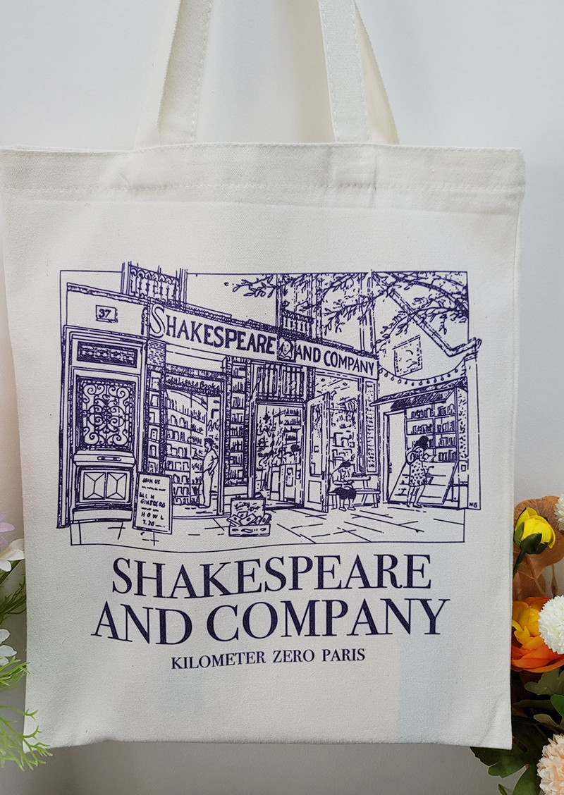 Ženska platnena torba Paris SHAKESPEARE French Daily Shopping Studentska torba za knjige Pamučne putne torbe 34*41cm bijelo bež boje