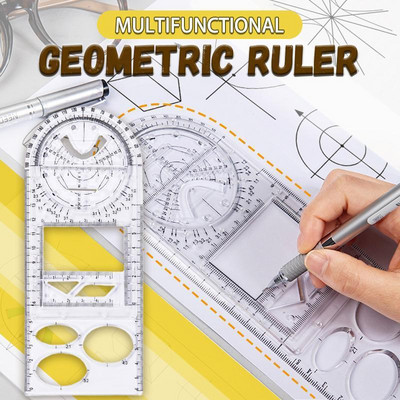 Multifunktsionaalne geomeetriline joonlaud Geomeetrilise joonistusmalli mõõteriist kooli kontoritarvete jaoks Lastele kirjatarvete kingitused