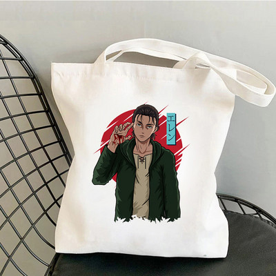 Pirkinių krepšys Grafinis krepšys Harajuku Shingeki No Kyojin Shopper Bag Moteriškas drobinis pečių krepšys Eco Didelės talpos drobinis krepšys
