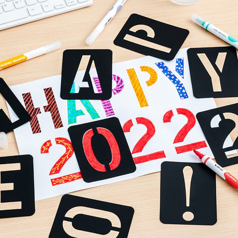 Újrafelhasználható barkácsfestés üreges forma dombornyomó sablon betűszám szimbólum stencil festőtábla bélyegző forma vonalzó