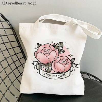 Geantă de umăr pentru femei Curcubeu Magie Soare și Lună Carte de tarot Geantă de pânză vrăjitoare Geanta Shopper Harajuku Geanta de mână pentru femeie