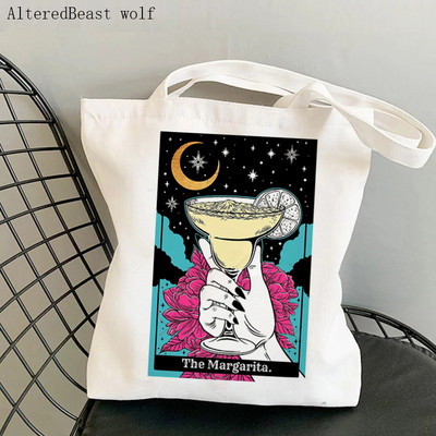 Geantă de umăr pentru femei Curcubeu Magie Soare și Lună Carte de tarot Geantă de pânză vrăjitoare Geanta Shopper Harajuku Geanta de mână pentru femeie