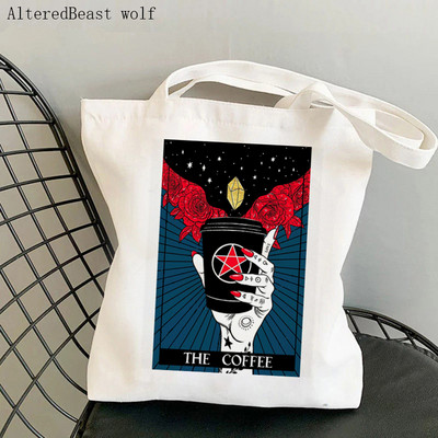 Geantă de umăr pentru femei Curcubeu Magie Soare și Lună Carte de tarot Geantă de pânză vrăjitoare Geanta Shopper Harajuku Geanta de mână pentru femeie