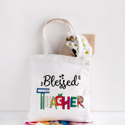Skolotāji Dāvanu Skolotāja Tote Soma Sievietēm Audekla somas Skolotāji Stāda zināšanu sēklas Apdrukāta Ikdienišķa salokāma plecu soma