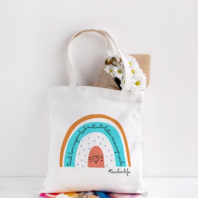 Skolotāji Dāvanu Skolotāja Tote Soma Sievietēm Audekla somas Skolotāji Stāda zināšanu sēklas Apdrukāta Ikdienišķa salokāma plecu soma