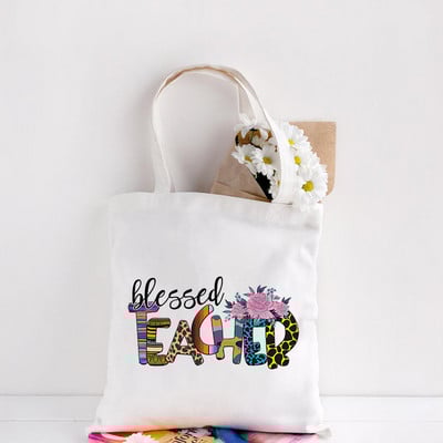 Skolotāji Dāvanu Skolotāja Tote Soma Sievietēm Audekla somas Skolotāji Stāda zināšanu sēklas Apdrukāta Ikdienišķa salokāma plecu soma