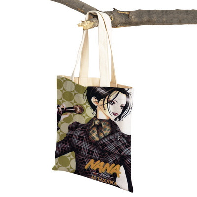 Anime NANA Art ikdienas sieviešu iepirkumu soma japāņu klasiska multfilma audekls sievietēm pircēju soma Ceļojumu rokassomas