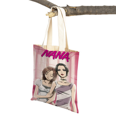 Anime NANA Art ikdienas sieviešu iepirkumu soma japāņu klasiska multfilma audekls sievietēm pircēju soma Ceļojumu rokassomas