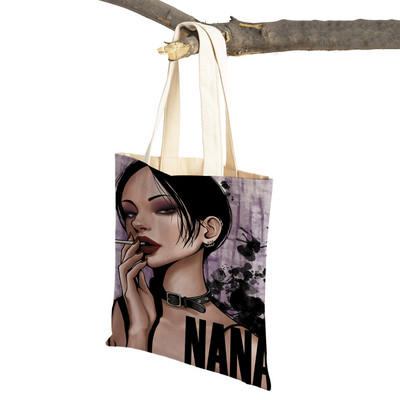 Anime NANA Art ikdienas sieviešu iepirkumu soma japāņu klasiska multfilma audekls sievietēm pircēju soma Ceļojumu rokassomas