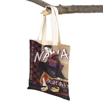 Anime NANA Art ikdienas sieviešu iepirkumu soma japāņu klasiska multfilma audekls sievietēm pircēju soma Ceļojumu rokassomas
