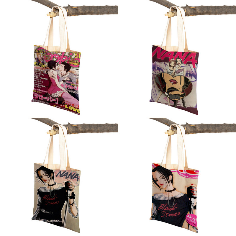 Anime NANA Art ikdienas sieviešu iepirkumu soma japāņu klasiska multfilma audekls sievietēm pircēju soma Ceļojumu rokassomas