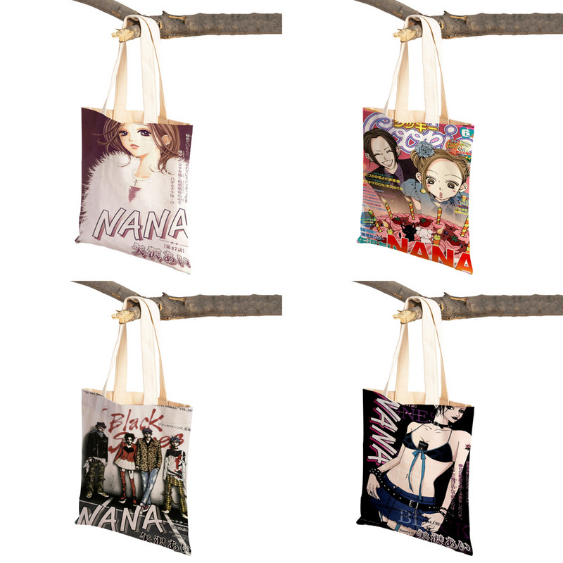 Anime NANA Art ikdienas sieviešu iepirkumu soma japāņu klasiska multfilma audekls sievietēm pircēju soma Ceļojumu rokassomas