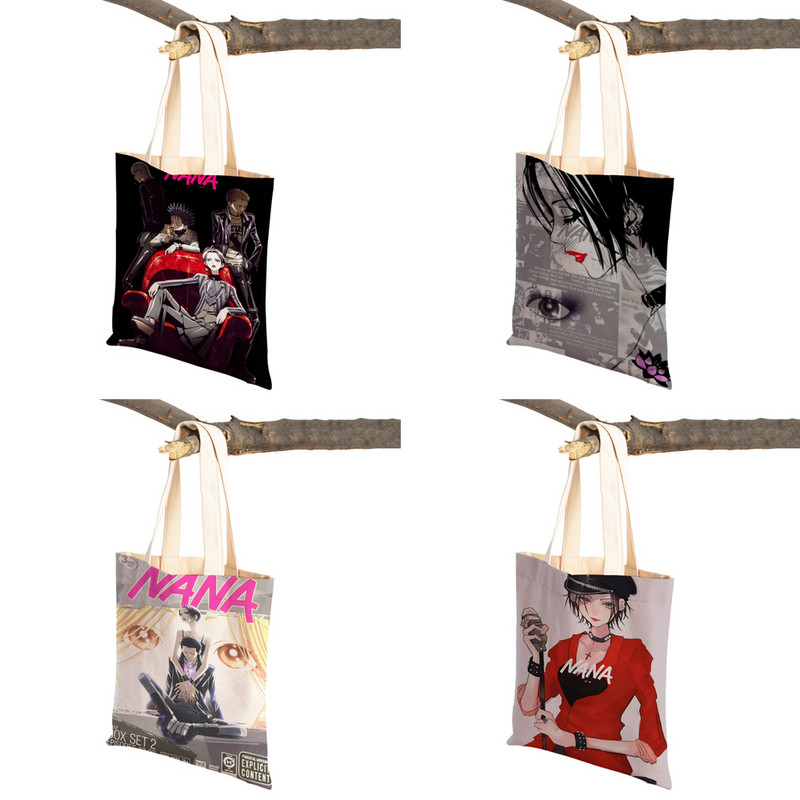 Anime NANA Art ikdienas sieviešu iepirkumu soma japāņu klasiska multfilma audekls sievietēm pircēju soma Ceļojumu rokassomas